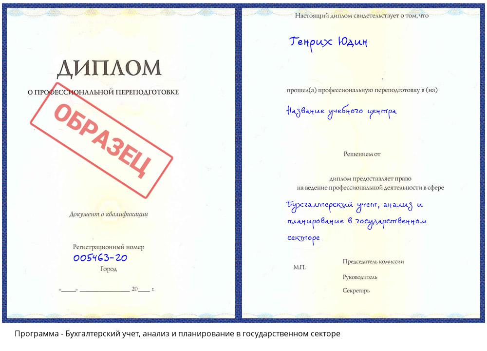 Бухгалтерский учет, анализ и планирование в государственном секторе Псков