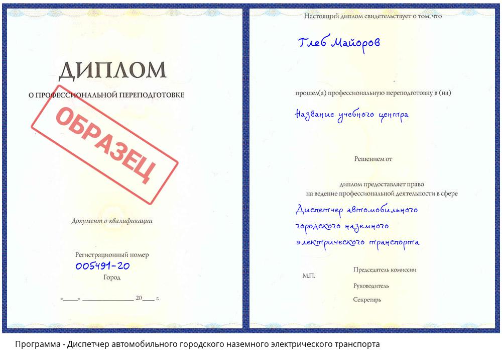 Диспетчер автомобильного городского наземного электрического транспорта Псков