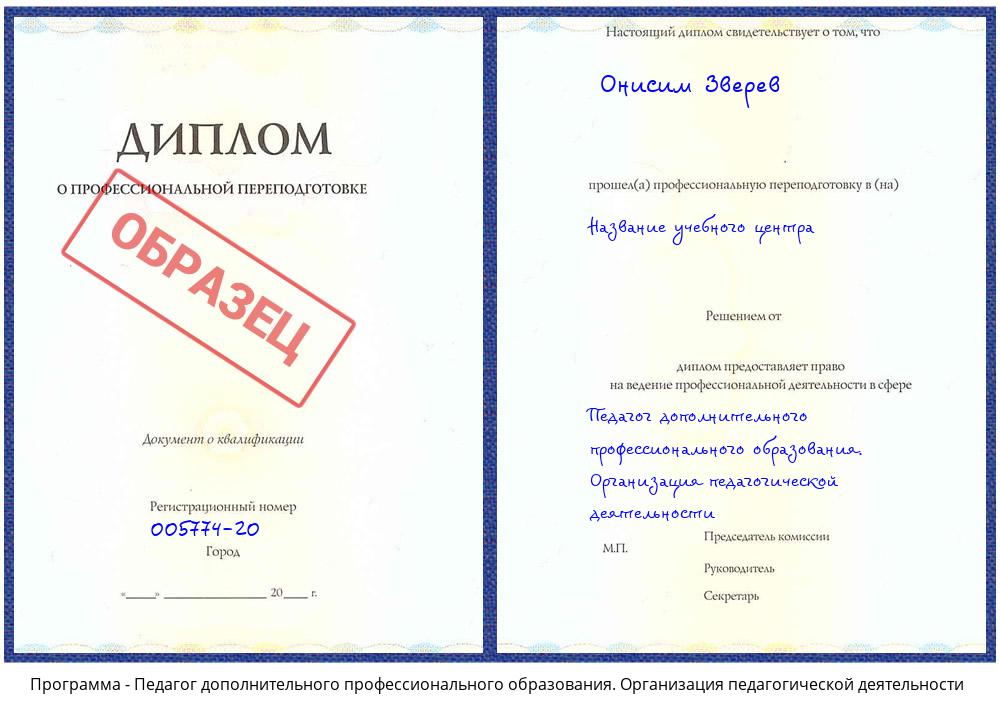 Педагог дополнительного профессионального образования. Организация педагогической деятельности Псков