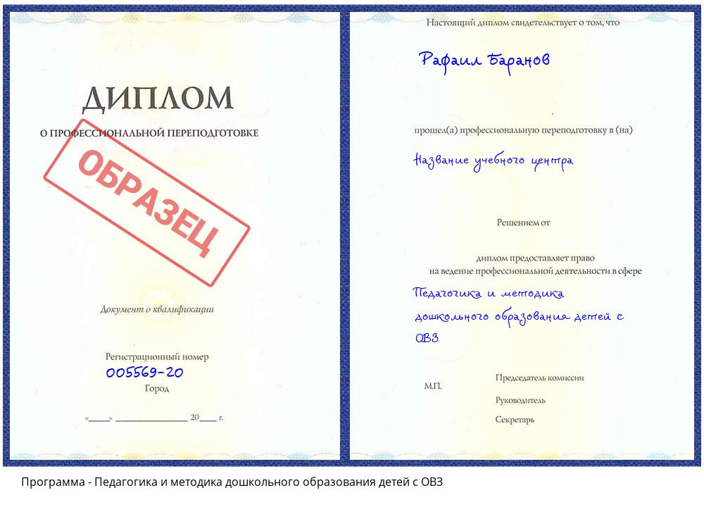 Педагогика и методика дошкольного образования детей с ОВЗ Псков